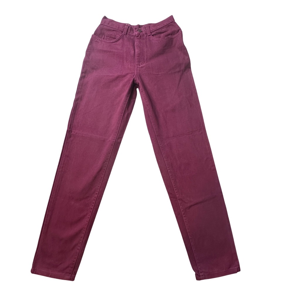 Vintage Lee Jeans Womens 9 Med Burgundy Tapered Leg High Waisted Made in USA New